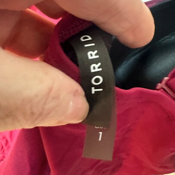 Torrid Burgundy Embroidered Ruched One-Piece Swimsuit – Size 0 (L) - Picture 12 of 16